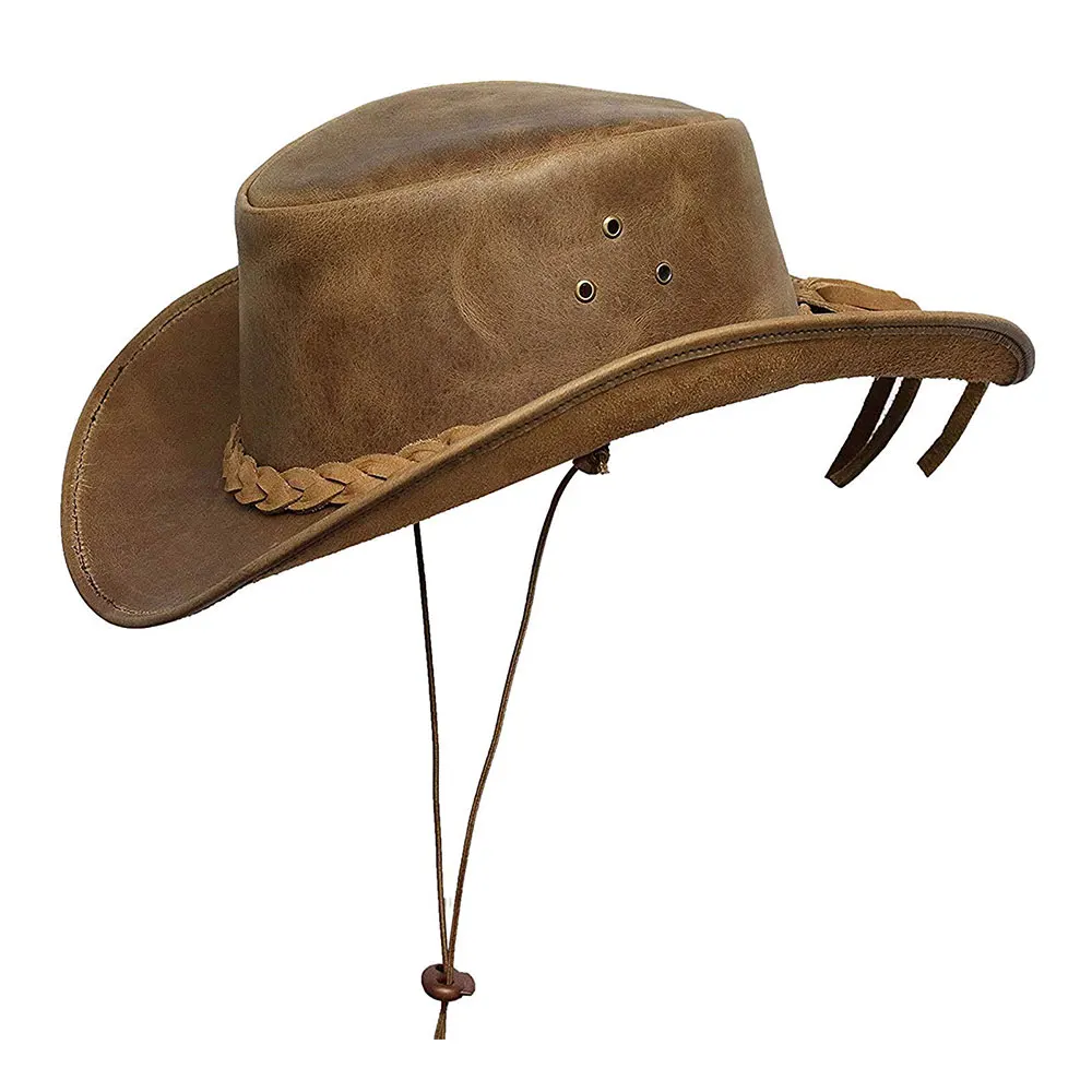 
Мужская нижняя кожаная ковбойская шляпа Aussie Bush Outback Tan 