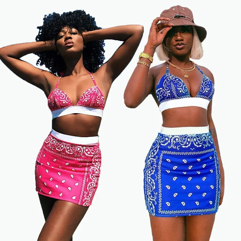 2022 Women Bandana Bodycon Casual Sexy Dresses Summer Two Piece Skirt Set  Jersey 2 Piece Sets Outfits Skirt Girls' Dresses - Buy Ladies Club Ribbed  Cotton Dress,Women Summer Fashionable Dress,Bandana 2021 New