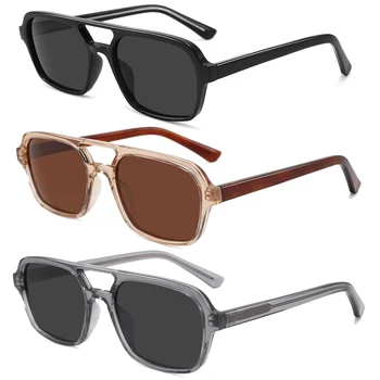Trendy 2024 High Quality Unisex Clear Retro Sunglasses for Women Men Trendy Rectangle Shades Sun Glasses TR90