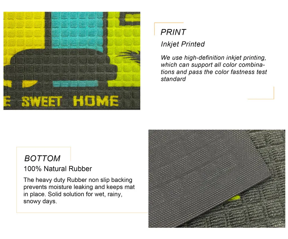 Heavy Duty Custom Carpet Rubber Doormats Outdoor Entrance Floor Welcome Door Mats for Home