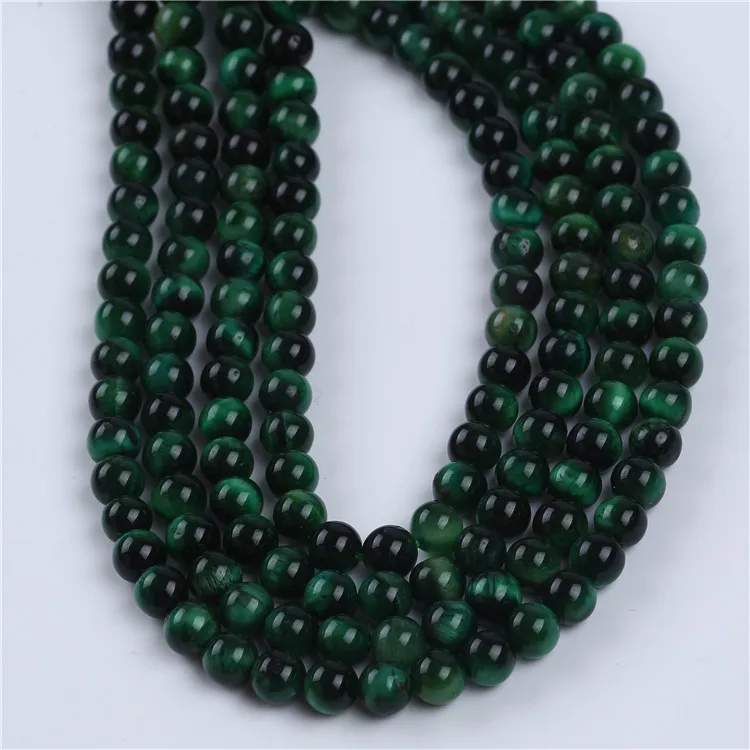 Natural Stone 6mm Green Tiger Eyes Round Gemstone Beads For Making ...