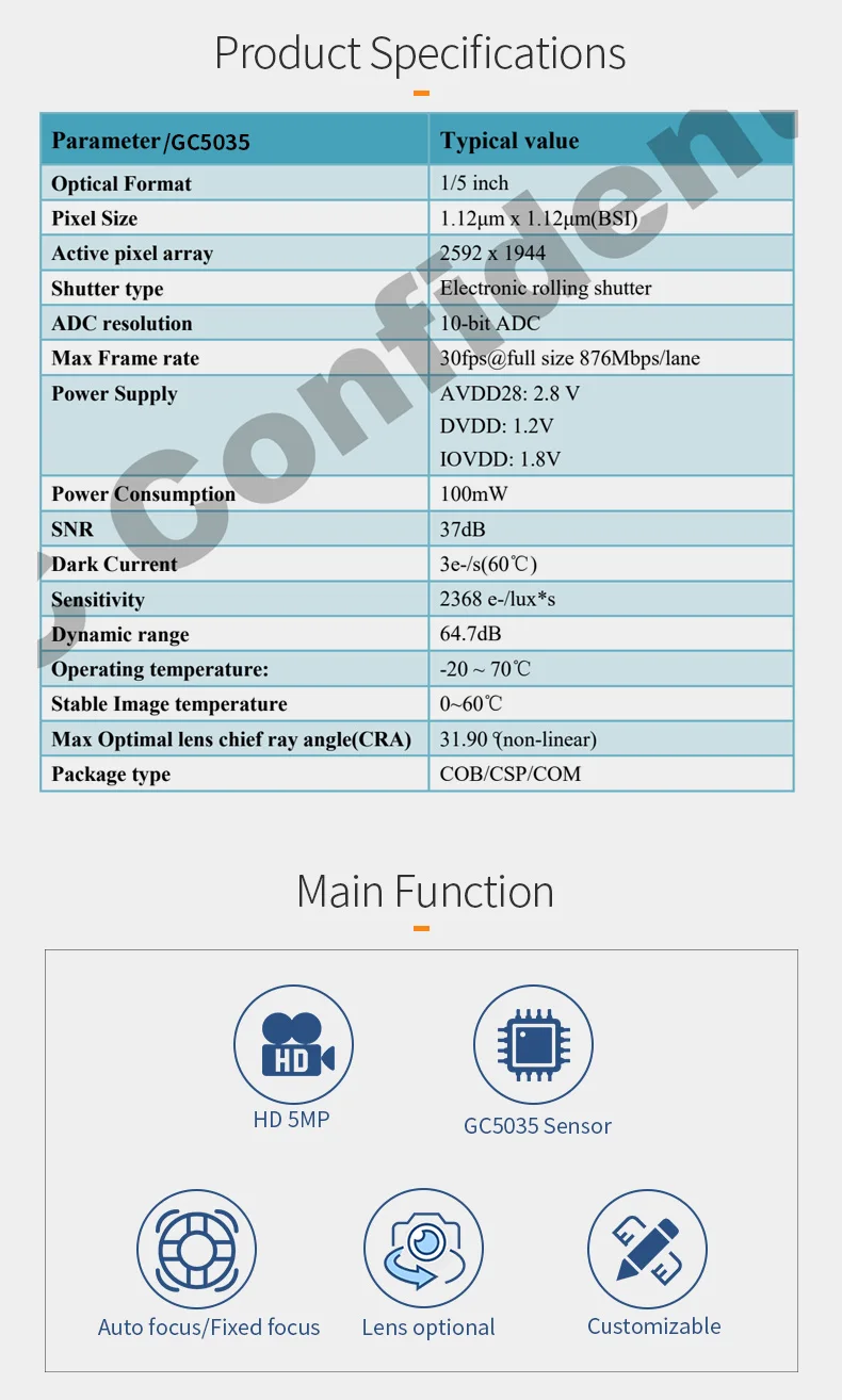 DGZX GC5035 Sensor CMOS 5MP Mobile Phone Tablet PC Built-in Camera Auto Focus or Fixed Mini Camera Module插图2