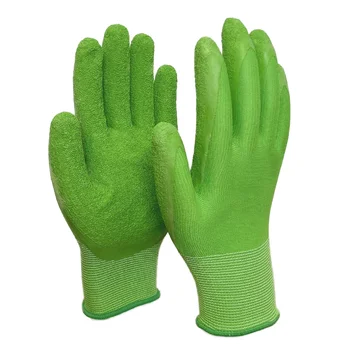 High Quality wholesale Polyester soft latex knit anti cut foam Crinkle protective gloves safety gloves for work