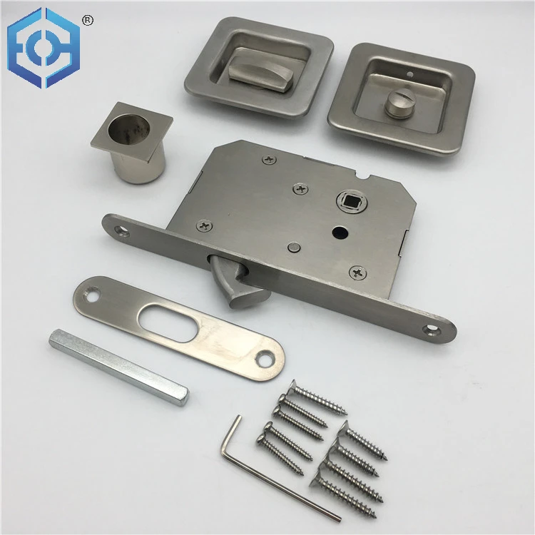 Square Stainless Steel 304 BK Function Patio Sliding Door Concealed Handle Lock Without Key