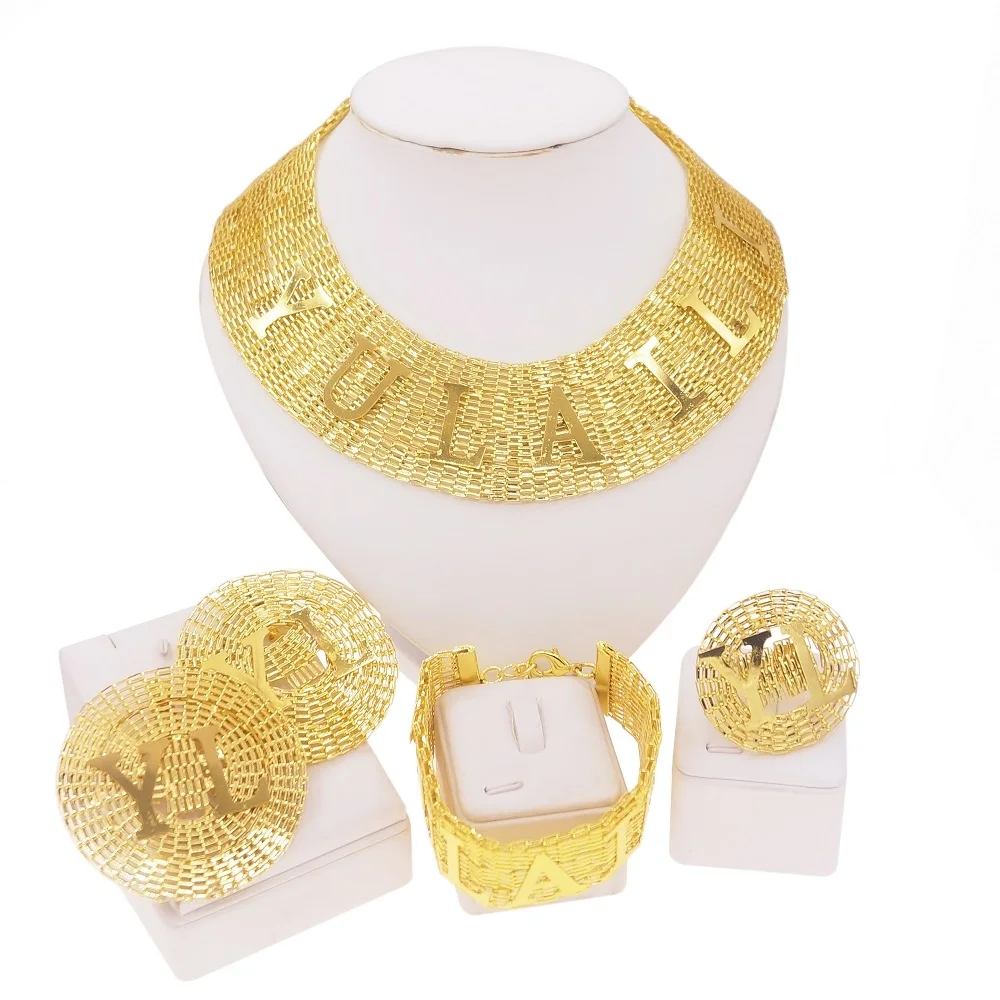 Zhuerrui Fashion Brazil 24k Gold Plated Jewelry Set Cheap Women