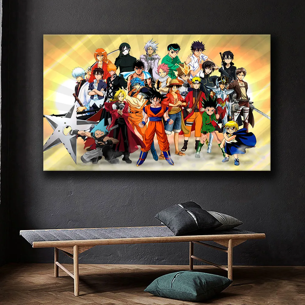 Anime Canvas Wall Art Naruto Dragon Ball One Piece Kids Room Decor