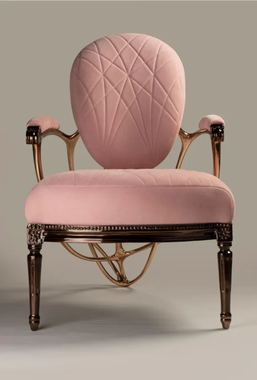 Artistic Modern Lounge Butterfly Chair with Velvet Upholstery and Sculptural Gold Metal Frame for Luxury Spaces