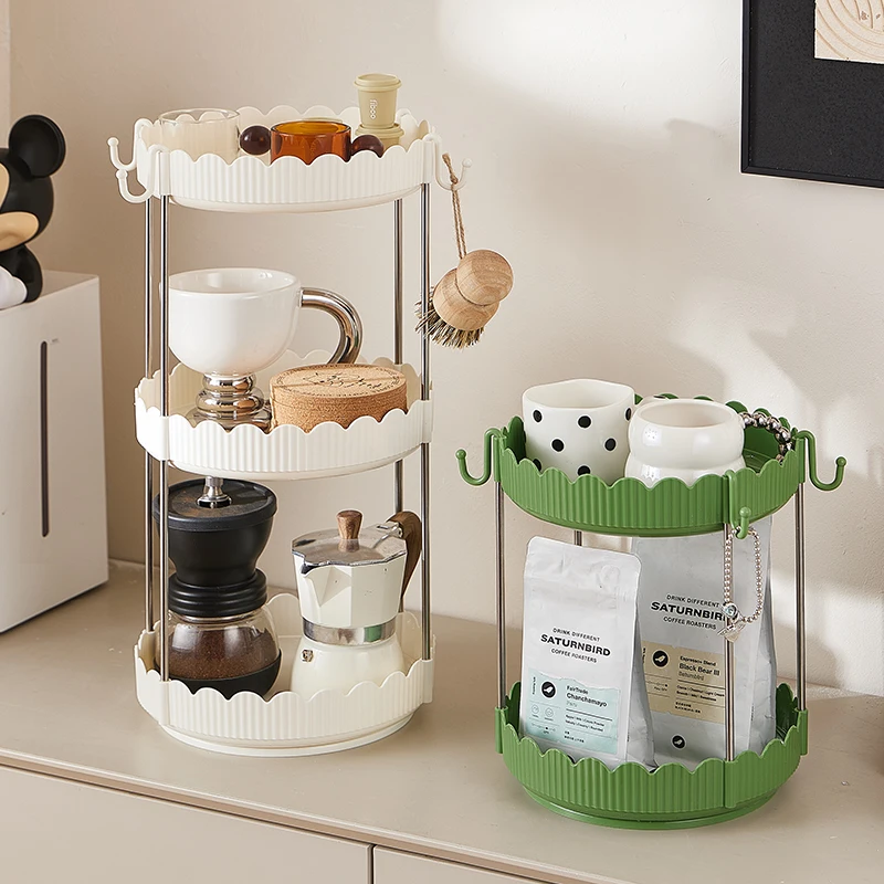 WANUO Rotatable 1/2/3-Tier Desktop Organizer 360-Degree Rotating 1/2/3-Tier Tabletop Storage Rack