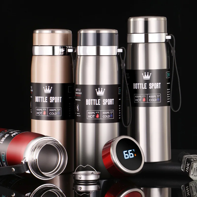 Temperature Display Vacuum Flasks Kettle 316 Stainless Steel Thermos  Thermal Insulated Coffee Pot Tea Jug 1000ML Water Bottle