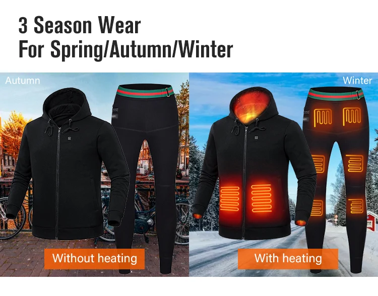 ELECOZY USB 3 Level Temperature Control Carbon Fiber Thermal Heated Pants Cold Winter Battery Powered Body Warming Trousers