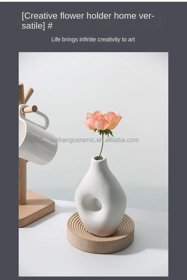 Custom Promotional Logo Nordic Modern White Ceramic Vase for Home Decor Desktop Interior Decorative Table Hollow Out Flower Vase.jpg