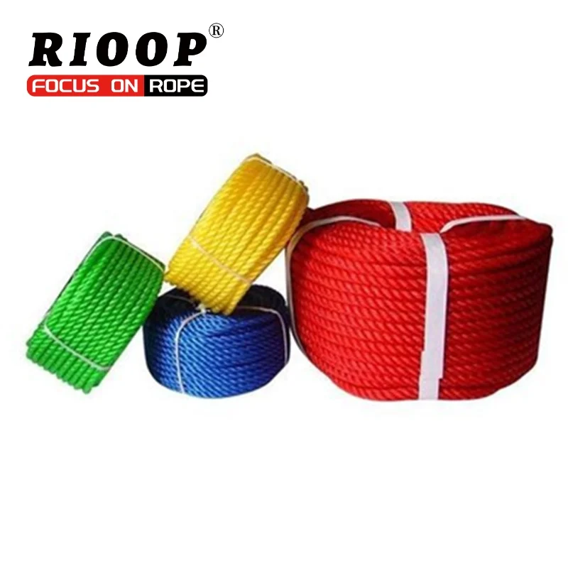 Super Strong 3-Strand Twisted PE PP Plastic Rope 16mm 18mm Coiled for Outdoor Use