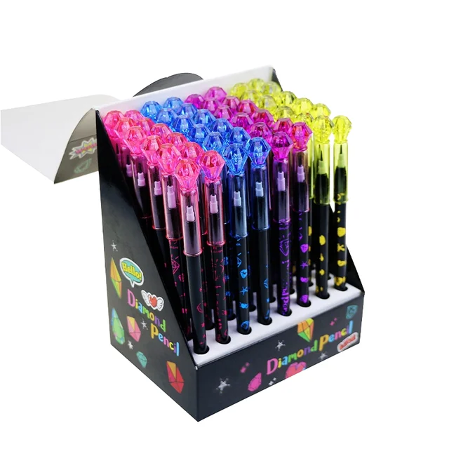 BECOL Novelty Non-Sharpening Plastic Bullet Push Mechanical Pencil Colorful Diamond Design Wholesale Set