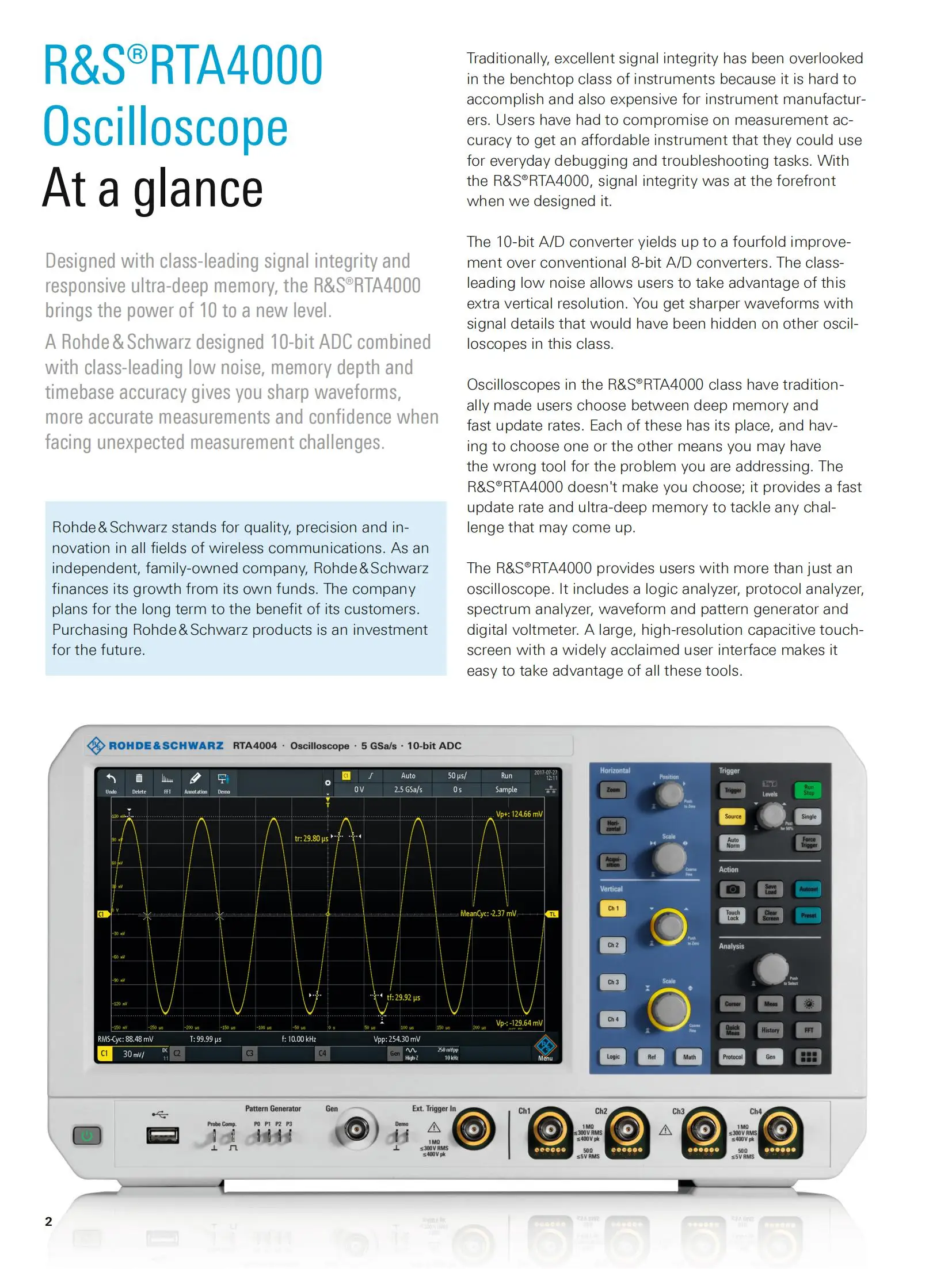 R&s Digital Oscilloscope Rta4004 + Rtab243 350 Mhz 5 Gsample/s 200