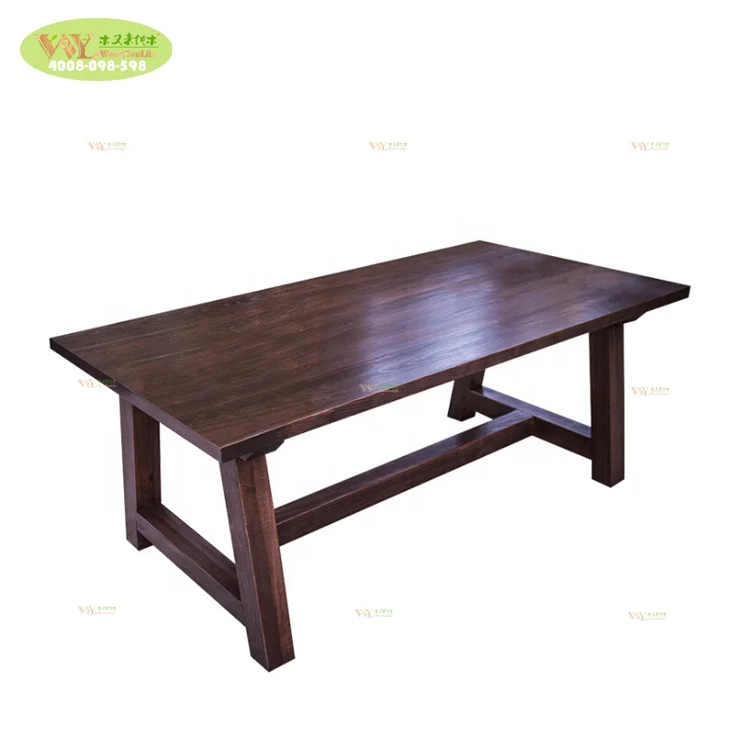Chinese Factory Large Solid Oak Walnut Wood 6 Seater Dining Table for Home and Restaurant