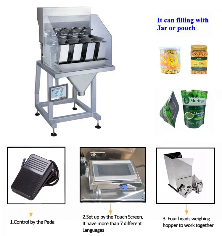 Linear Net Weigher Machine 4 Head Linear Weigher for Weighing Cereals