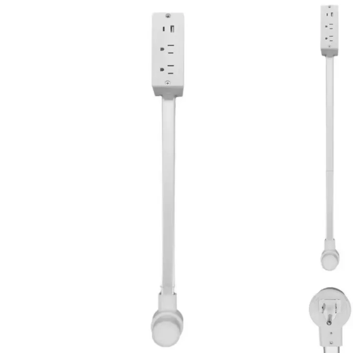 Rotatable Extendable Outlet Plug Stick with 2 AC Outlets, USB-A and USB-C