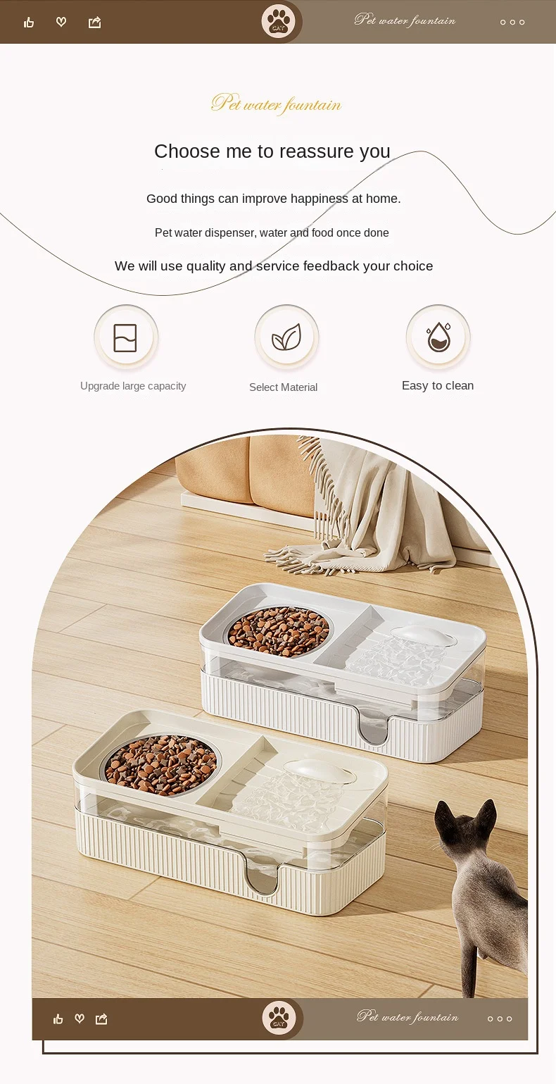 Cat Feeding and Drinking Machine Automatic Filtration Cycle Large Capacity Drinker Stainless Steel Food Bowl Pet Supplies manufacture