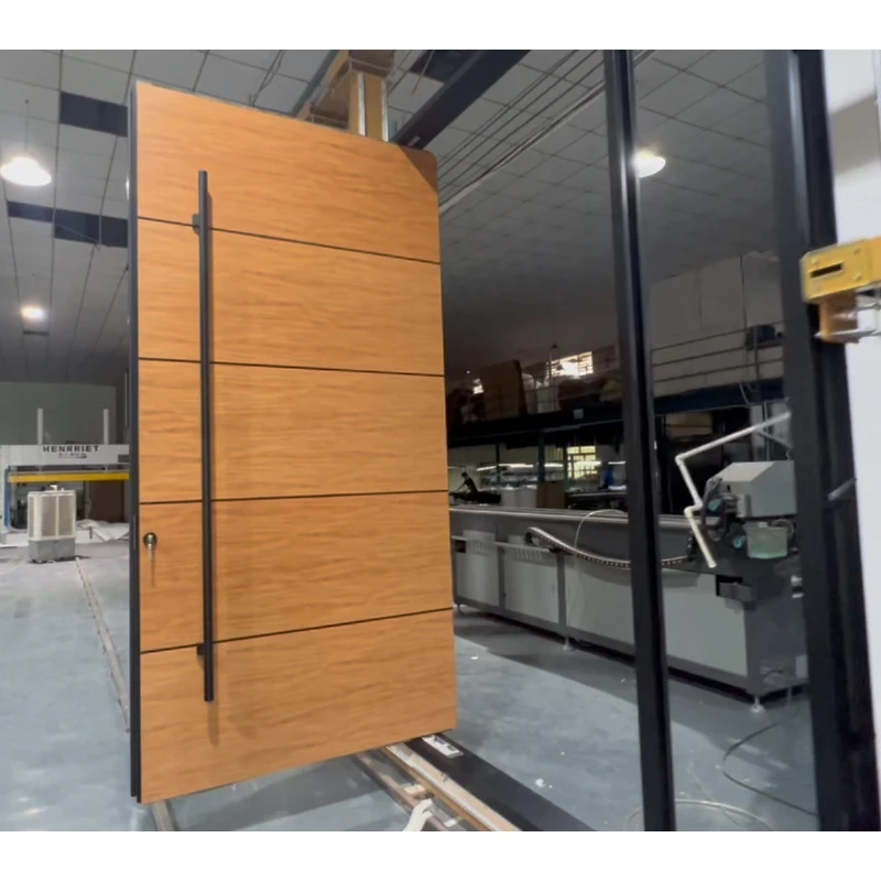 Wish Extra Large One and Half Design Modern Exterior Solid Wooden Front Entrance Pivot Entry Door for House