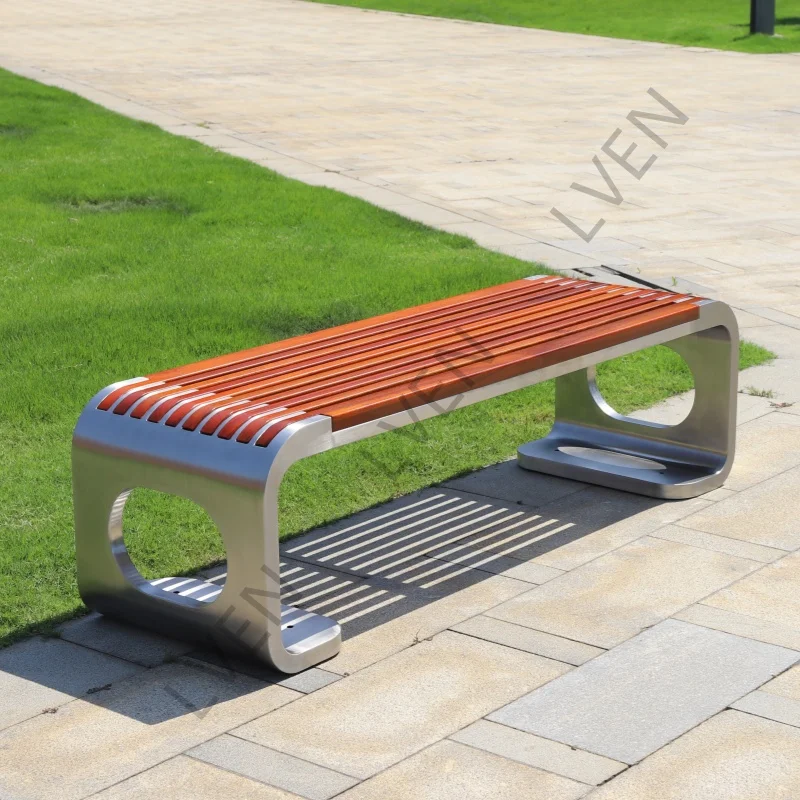 Outdoor Bank Sitz Park Bank Komfortable Outdoor Edelstahl Bänke Holz Stuhl
