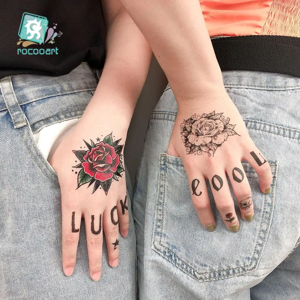 Buy Set of Two Small Rose Temporary Tattoos  Hand Drawn Temporary Online  in India  Etsy