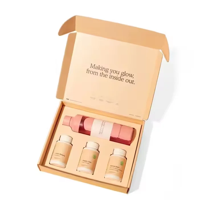 Customized Logo Magnetic Flip Corrugated Gift Box Exquisite Small Cosmetic Cardboard Packaging with Embossing Printing supplier