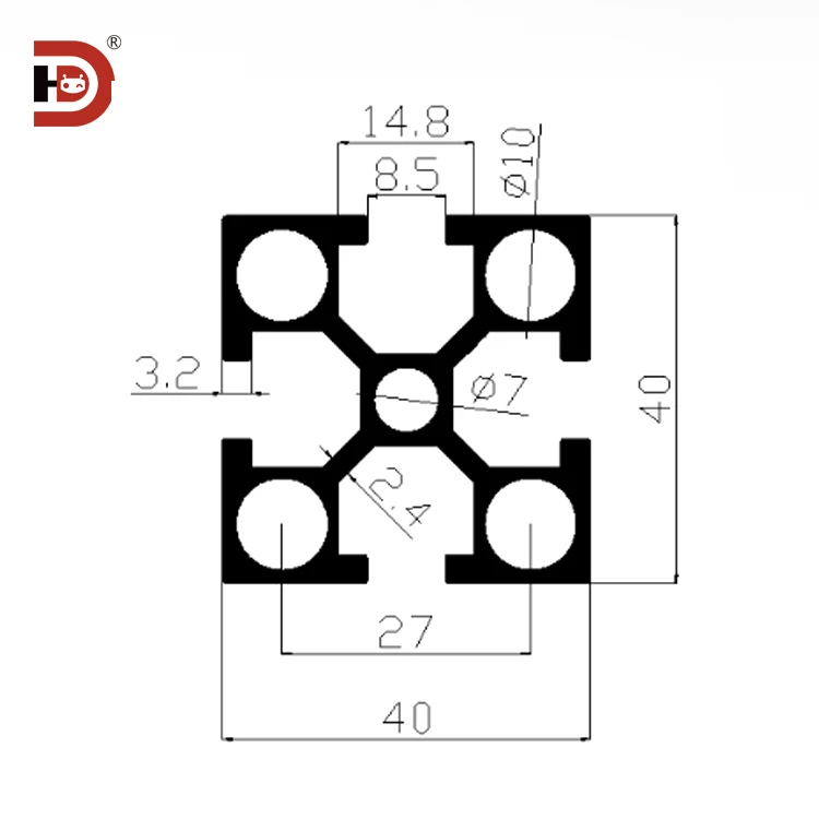 product industrial extruded aluminum profile 4040 30mm aluminum alloy square tube profile 4040253-3