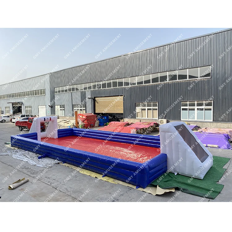 Customized Inflatable Football Field Inflatable Water Soap Slip and Slide Pitch Inflatable Soccer Field Shooting Game