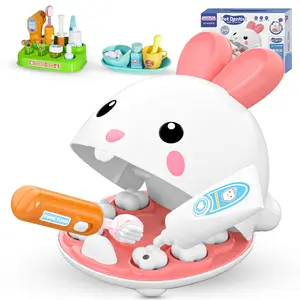 EPT Children Pretend Play Juguetes De Doctor Plastic Pet Dentist Rabbit Play Doctor Toy Set for Kids