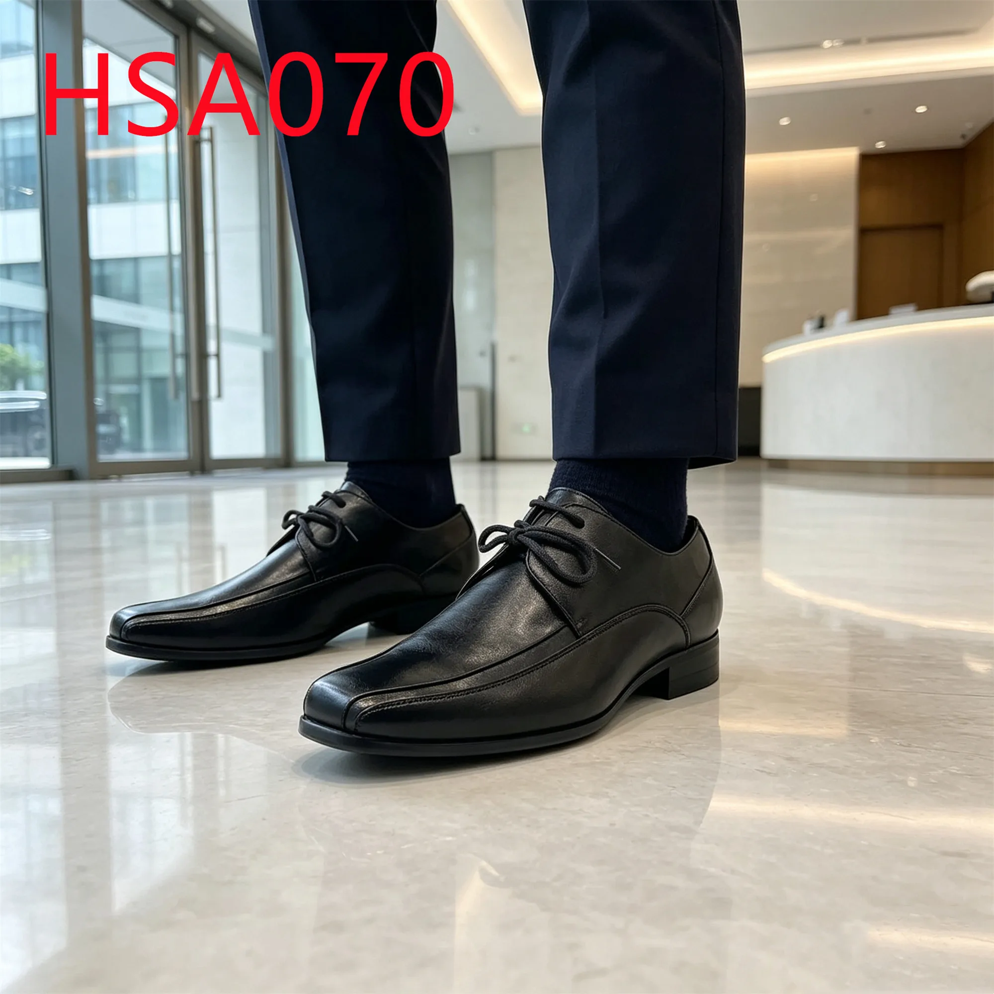 HY,Workplace Using Plain Toe Lace up Anti-shrinkable Uniform Shoes Easy Care Top Material Hua Singh Men Leather Shoes HSA070
