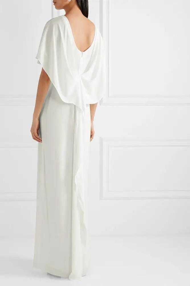 silk crepe de chine wedding dress White Crepe de Chine Silk Wedding Dress