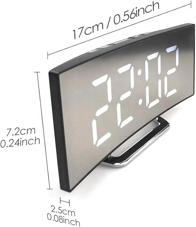 New Creative Large Screen Curved Led Large Display Electronic Calendar Day Digital Mirror Alarm Clock Home Decor Gif