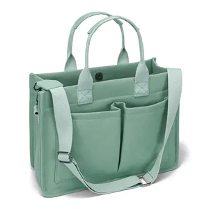 Factory Direct Women's Large Canvas Tote Bag with Zipper Closure Polyester Lining Laptop Crossbody Daily Bag