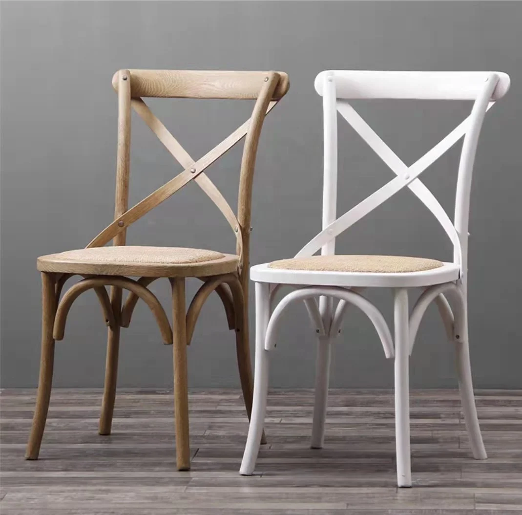 Оптовая продажа винтажный деревянный стул для банкета обеденного стола с крестообразной