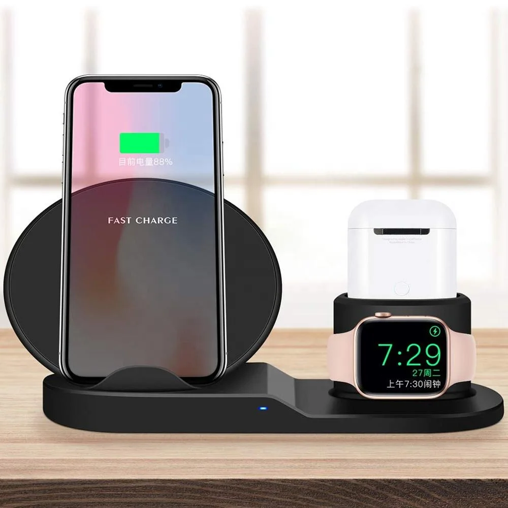 Factory Price Fantasy 10W Wireless Charger 3 in 1QI Station Fast Wireless Charger Stand For Mobile Phone For iwatch For earphone