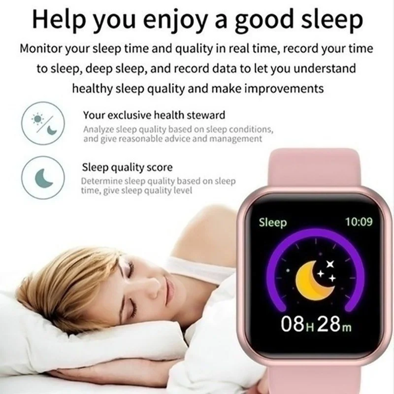 Y68 2021 New Smart Watch Blood Pressure Fitness Tracker Sleep Monitor Bracelet Waterproof Smartwatch Y68 D20