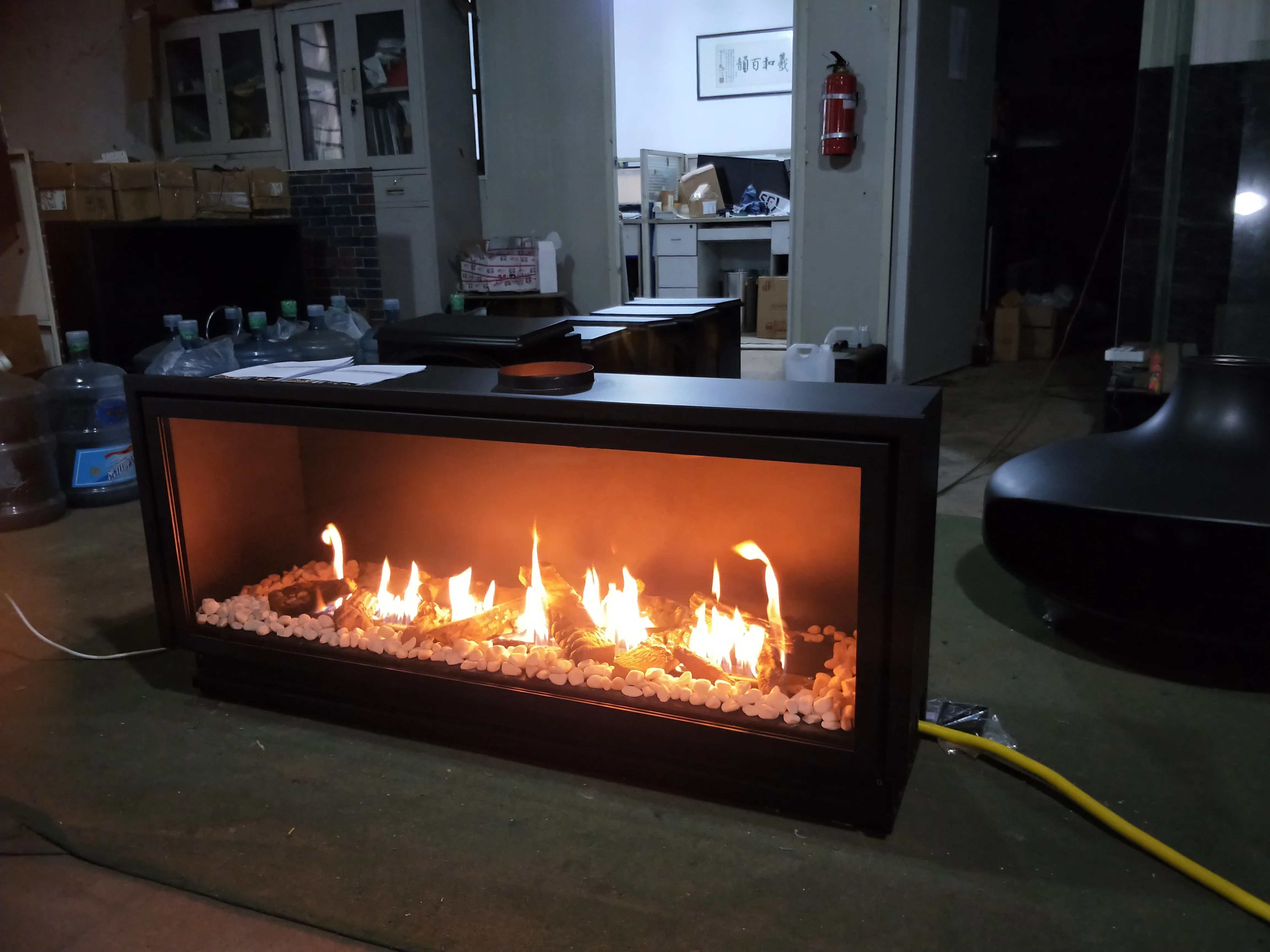 Customized Any Size Cheap Household Gas Fireplace Two-Sided Gas Fireplace Vented Remote Control Rectangle Gas Fireplace