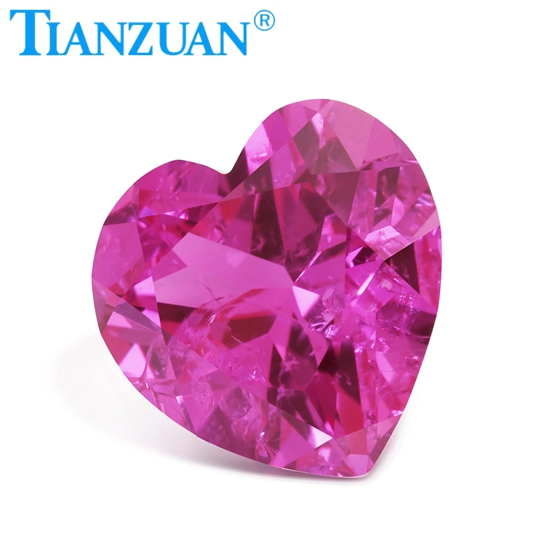 Heart Shape Natura l Cut Synthetic Red Rudy Corundum With Inclusion Inside  Loose Gemstones