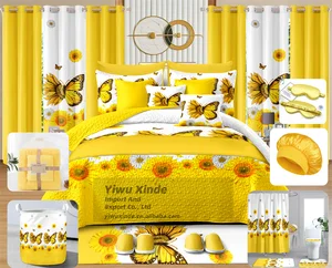 American Bedding Set 30 Piece Sheet Set for Beds Cotton Touch Bed Sheet King Size Quilted Bedspread Bedding Set with Curtains