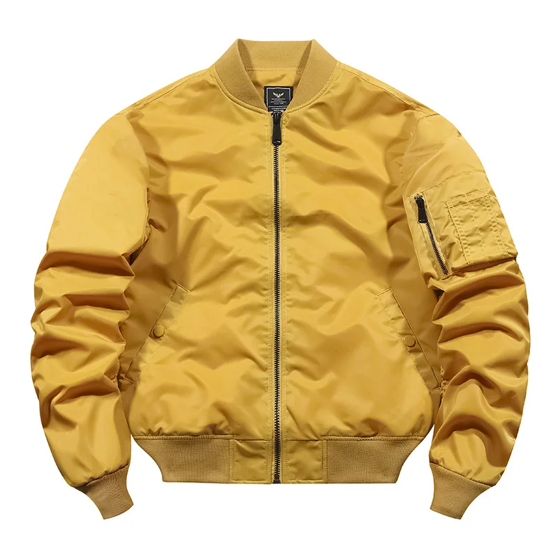 Men's Bomber Jacket For Autumn Winter Casual Solid Colour Outdoor_voghion.com
