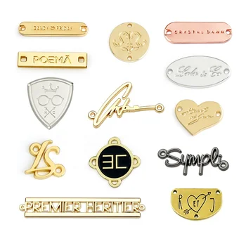 Garment Accessories Custom Metal Clothing Logos Labels Name Tag, Sewing Metal Garment Label Plate Tags for Clothing Swimwear