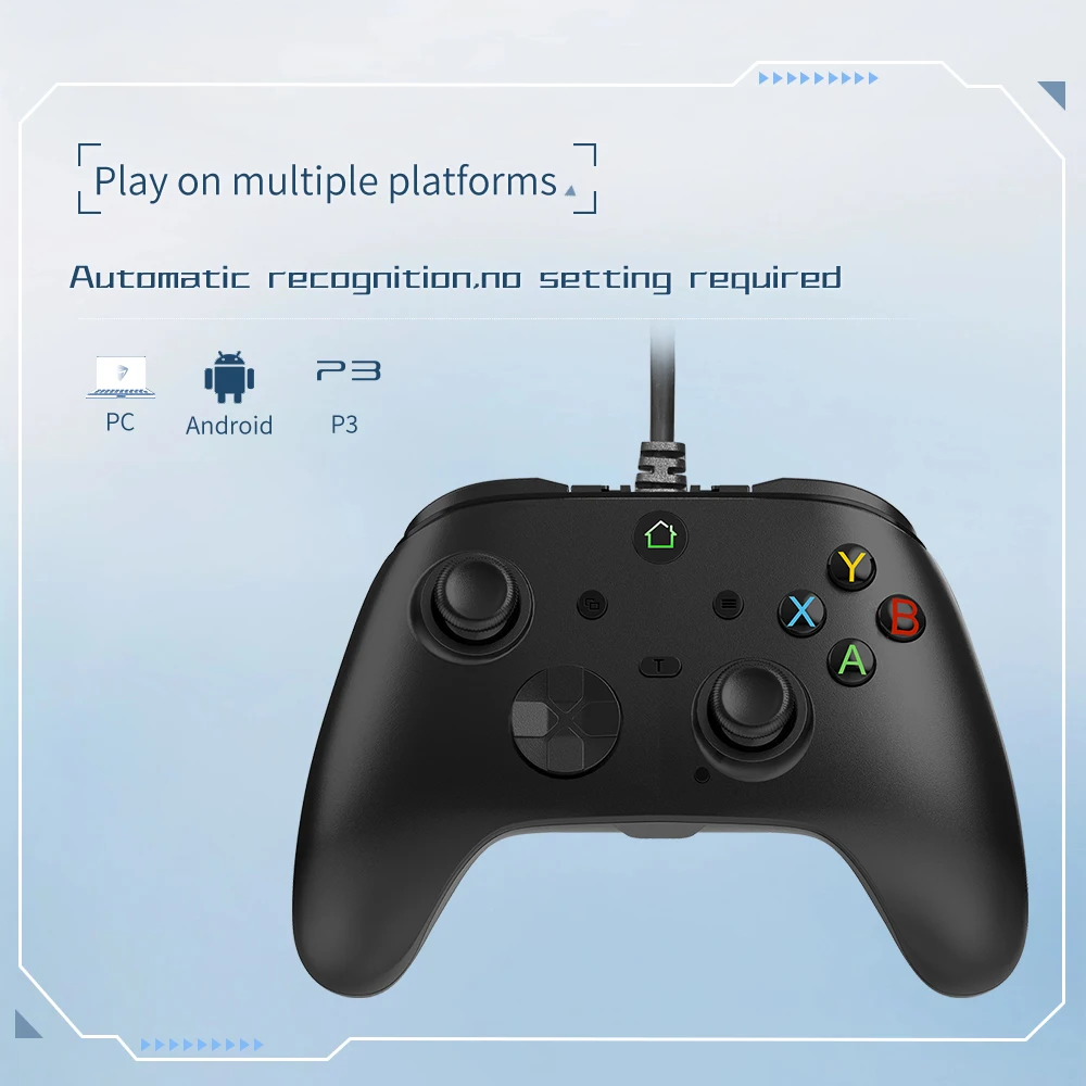 6IN1 Wired Controller for Gaming Compatible With P3 Android PC360TVbox Raspberry Pi With Turbo Shock Features Joystick Use