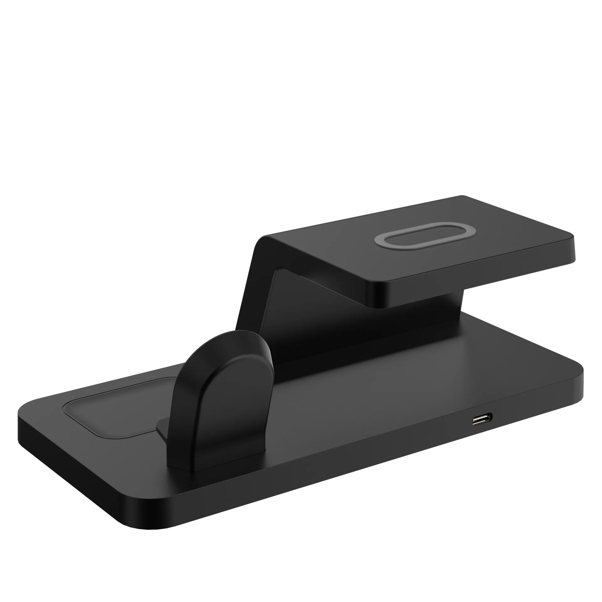 New Products 3in1 Wireless Charger with Alarm Clock HT-506 15W Fast Charging Station for iphone Iwatch Earphone Charger