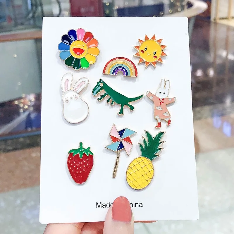 Fashion Cartoon Enamel Brooch Pins Set - Cute Decorative Pins For Clothing, Bags, Unisex & Kids - View #3