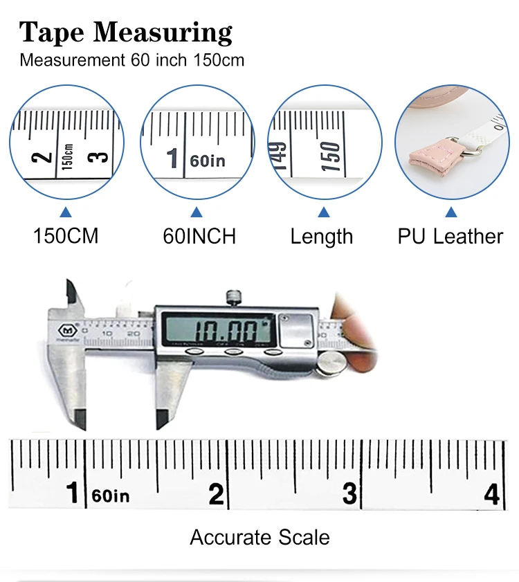 60-Inch 1.5 Meter Soft Retractable Body Measuring Tape, Pocket