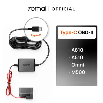 70mai OBD-II Hardwire Kit for Dash Cams | 4m Cable, MicroUSB/TypeC