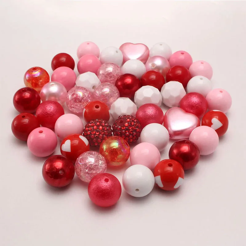 Hot Selling 50pcs Wholesale Chunky Gumball Beads Pink Color Bulk 20mm  Bubblegum Beads Acrylic Loose Beads for Jewelry Making