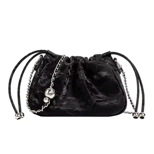 Ladies PU Leather Crossbody Bag Metal Chain High Quality New Arrival Handbag for Girls Fashionable Thread for Spring Summer