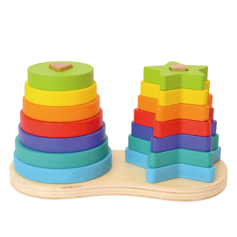 Ранние детские развивающие детские деревянные Радуга Штабелер башня Игрушки для малышей 1 +