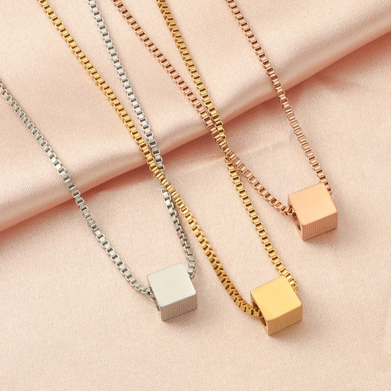Small Square Box Chain Choker Necklace